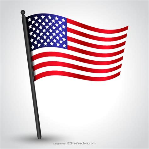 Waving American Flag on Pole Vector