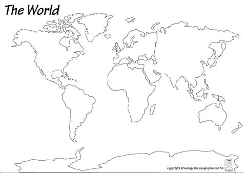 Image result for black and white map of the world pdf | Blank world map, World map printable ...