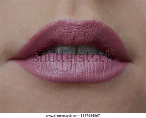 Swatch Mauve Pink Lipstick On Lips Stock Photo (Edit Now) 1887634567