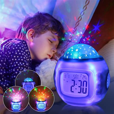 EEEkit Alarm Clock, Kids Sleep Clock, Starry Sky Night Light Star Projection Clock, Music ...