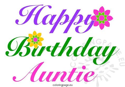 Happy Birthday Auntie | Coloring Page