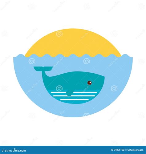 Cute whale isolated icon stock vector. Illustration of element - 94896182