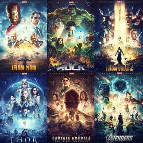 the avengers movie posters are shown in four different colors and sizes, including iron man, thor