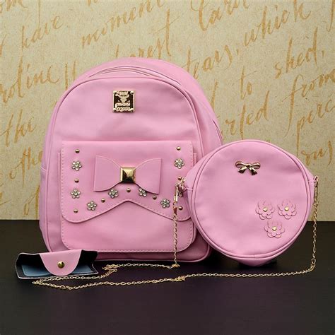 Cute Pink Floral Bag & Round Purse Combo