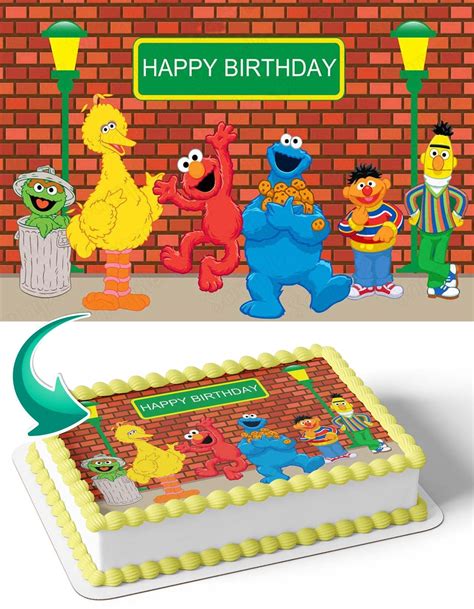 Buy CAKECERY Sesame Street Elmo Cookie Monster SS Edible Cake Image ...