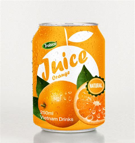 250ml Canned Natural Orange Fruit Juice - TROBICO | OEM Beverage Manufacturers