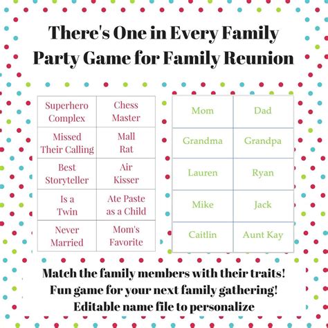 Family Reunion Printable Games