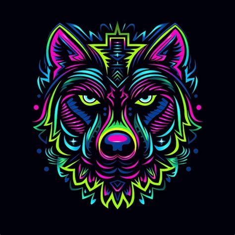 Premium AI Image | A TribalInspired Neon Wolf Neon Out Neon Line Design Creative Art Simple And ...