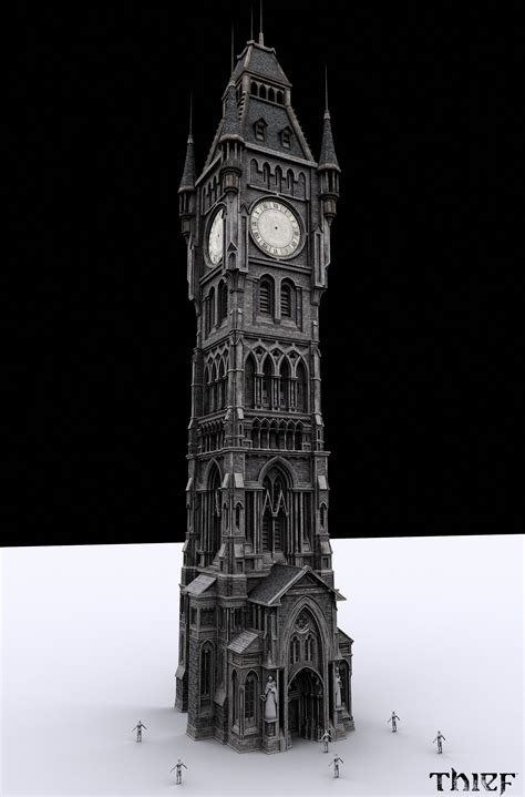 Thief - Clocktower, Vincent Joyal | Cathedral architecture, Tower design, Minecraft architecture