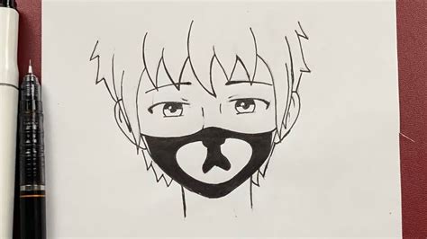 Cool Anime Boy With Mask Drawing