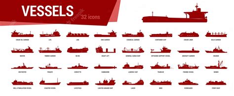 Premium Vector | Ships icon set Simple silhouettes of diferent types of vessels on white ...