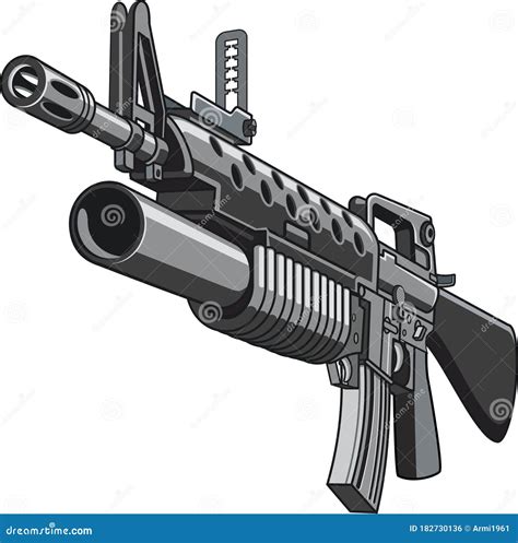 American Automatic Assault Rifle With Grenade Launcher Vector Illustration | CartoonDealer.com ...