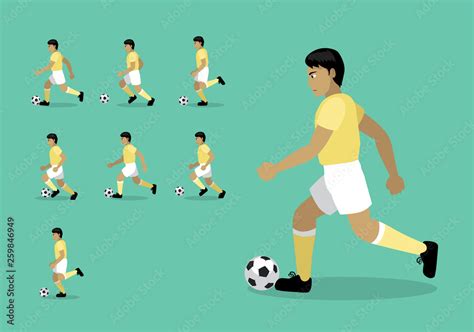 Soccer Player Football Dribble Animation Motion Sequence Cartoon Vector ...