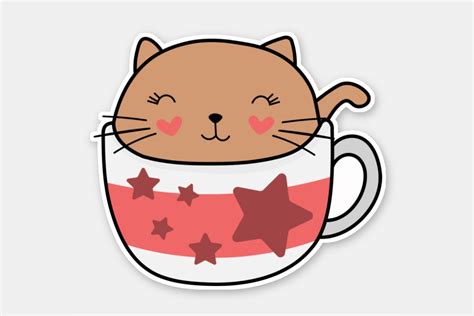 Cat in a Coffee Cup Graphic by cutecat · Creative Fabrica