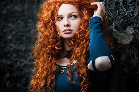 HD wallpaper: Brave, selective coloring, cosplay, curly hair, blue eyes, Merida | Wallpaper Flare