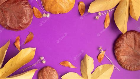 Premium Photo | AUTUMN PURPLE BACKGROUND WITH DRY LEAVES