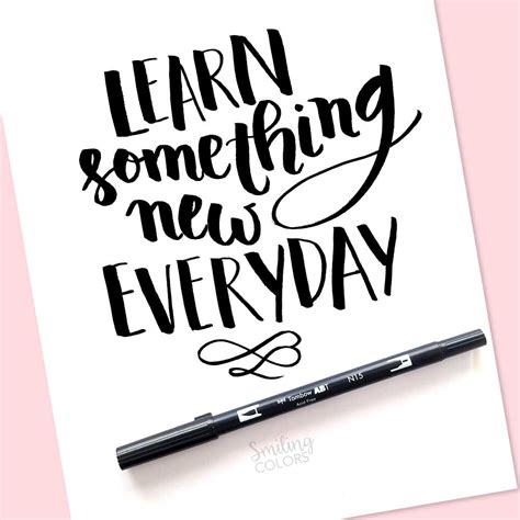 FREE Brush Lettering printable: Learn something new - Smitha Katti