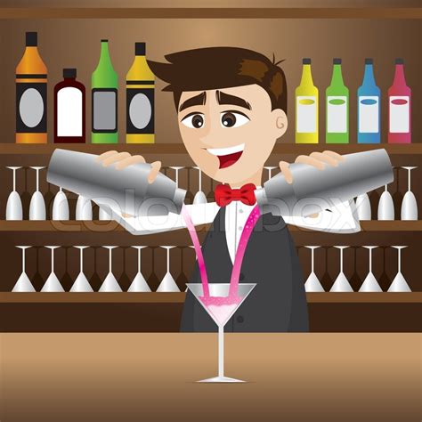 Illustration of cartoon bartender ... | Stock vector | Colourbox