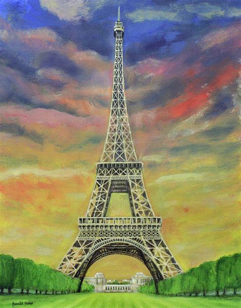 Artwork Sunset Eiffel Tower Drawing - jussie-mylittlefamily