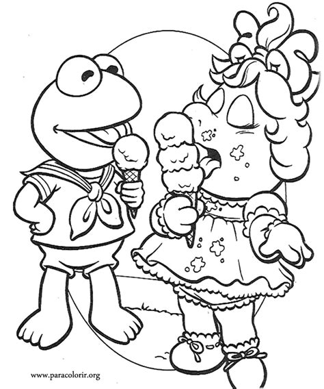 Muppet Babies - Kermit the Frog and Miss Piggy coloring page