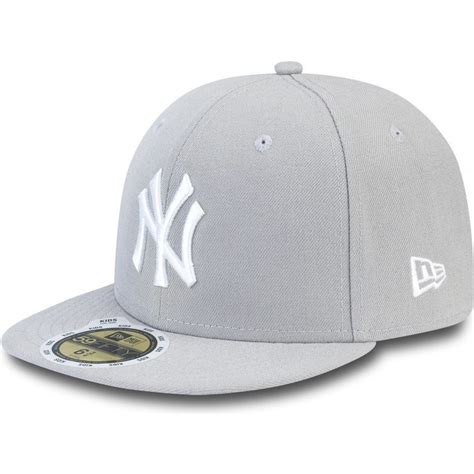 New Era Flat Brim Youth 59FIFTY Essential New York Yankees MLB Grey Fitted Cap: Caphunters.com