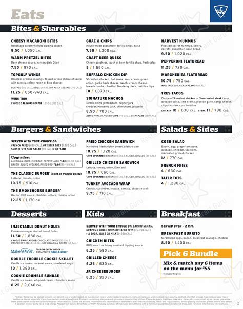 Menu at Topgolf pub & bar, Gilbert