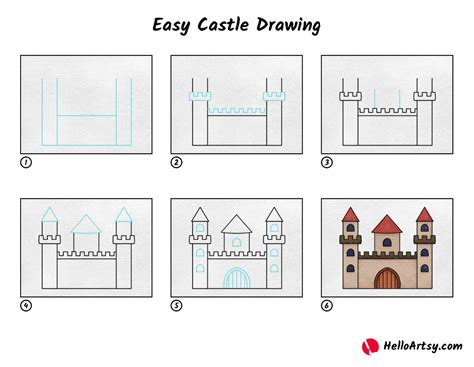 Easy Castle Drawing - HelloArtsy