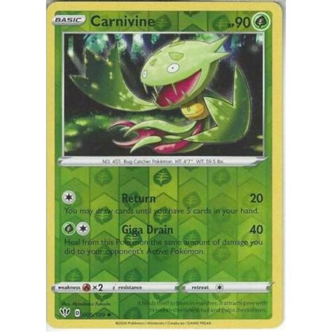 Carnivine 005/189 Uncommon Reverse Holo Pokemon Card (Darkness Ablaze) Pokemon Trading Card Game ...