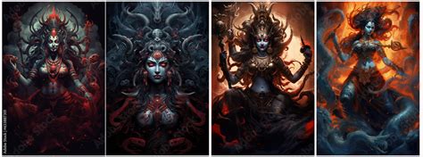 Set of KALI, goddess of Hindu mythology. Created with Generative AI ...