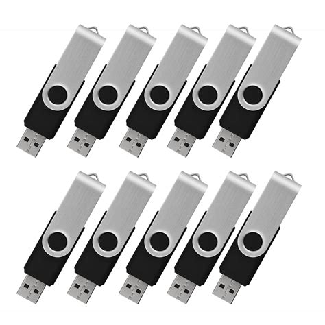 KOOTION 10Pcs 4GB USB Flash Drive Memory Stick Fold Storage Thumb Pen Drive Swivel, Black ...