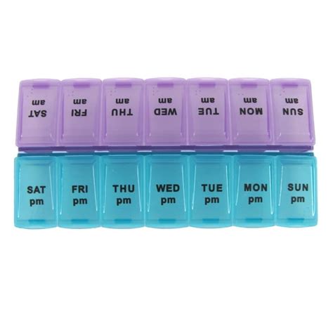 Large Print AM PM Pill Box Medication Organizer Weekly Medicine Storage Holder Vitamin Case ...