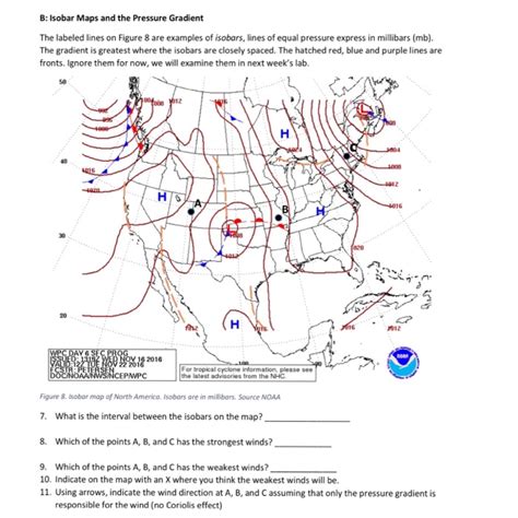 Solved B: Isobar Maps and the Pressure Gradient The labeled | Chegg.com