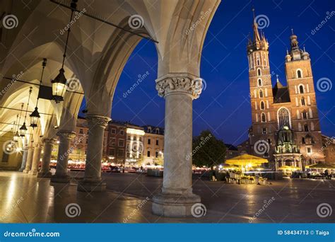 Krakow Main Square Night View Stock Image - Image of krakow, house: 58434713