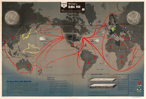 Striking World War Two “ Nav War Map ” issued by the U.S. Navy - Rare ...