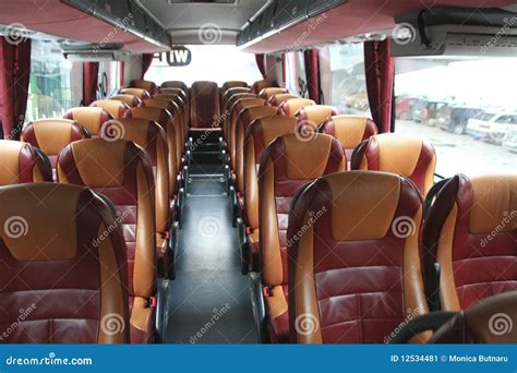 Interior Of Big Coach Bus With Leather Seats Stock Image - Image: 12534481