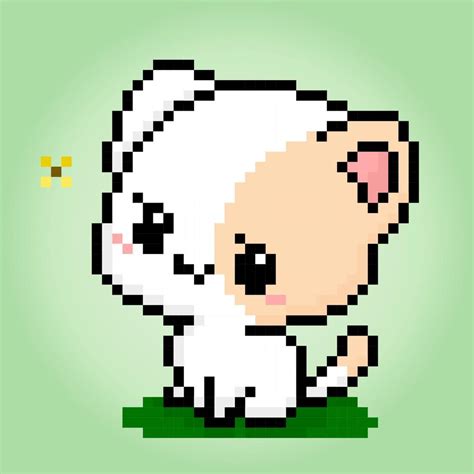 Pixel 8 bits cute cat see a butterflies. Animals for game assets in vector illustrations ...