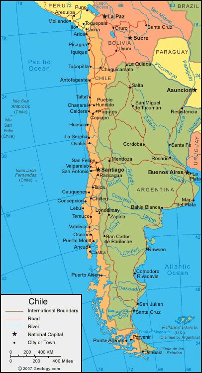 Chile Horizontal Map Image