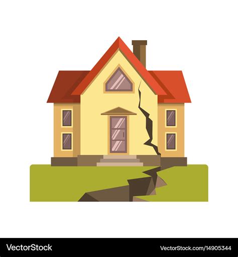 House cracked in earthquake Royalty Free Vector Image