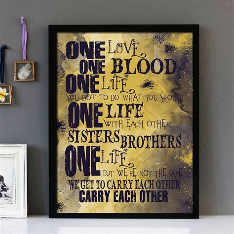 "One" -U2- Framed Lyrics Wall Art Design