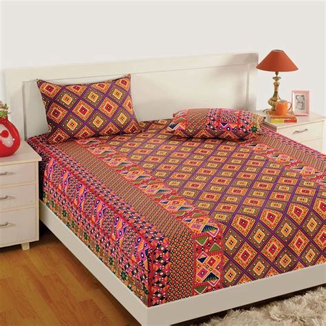 Give an attractive look to your bed room with ethnic beauty double bed sheet that available at ...