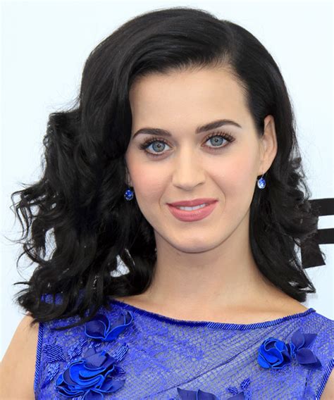 Katy Perry Medium Wavy Formal Hairstyle - Black Hair Color