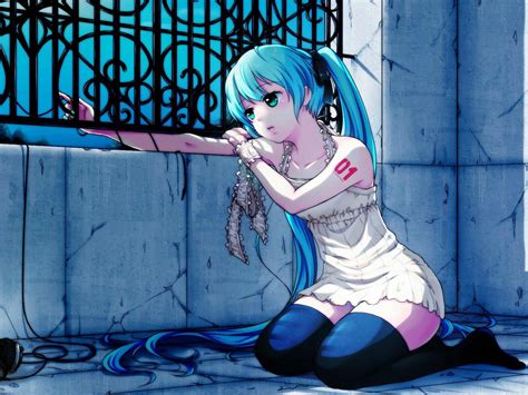 Anime Wallpapers Sad Girl Near Window - Anime Girl Blue Hair Sad - 1400x1050 Wallpaper - teahub.io