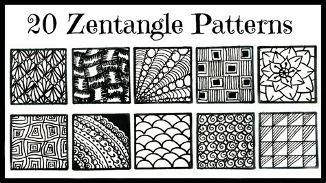 Easy- 20 Zentangle Patterns for Beginners - YouTube