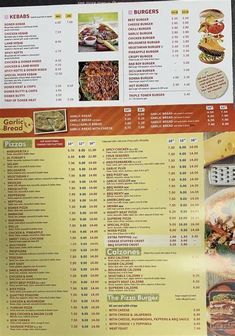 Menu at Milano's Pizza pizzeria, Grimsby