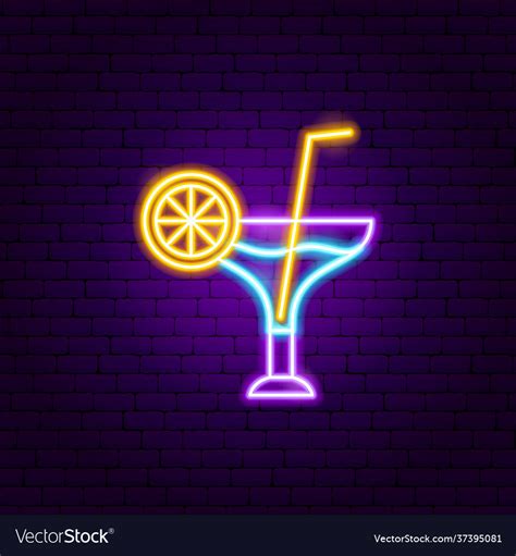 Cocktail drink neon sign Royalty Free Vector Image