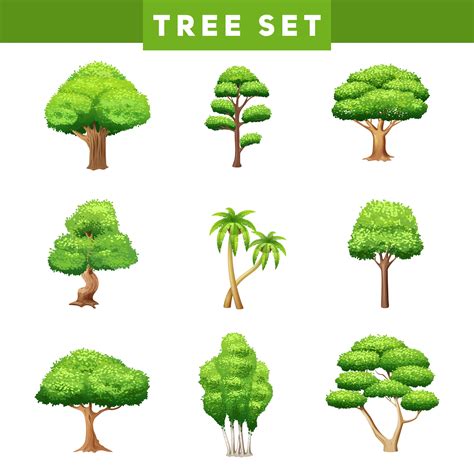 Tree Crowns Flat Icons Set 479426 Vector Art at Vecteezy