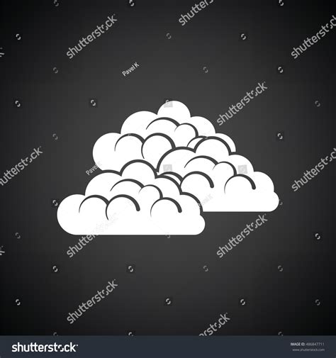 Cloudy Icon Black Background White Vector Stock Vector (Royalty Free ...