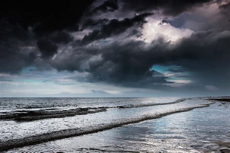 Dark Storm Clouds Over The Ocean With Photograph by John Short / Design ...