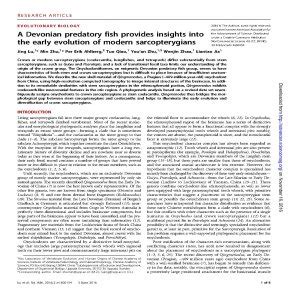 a devonian predatory fish provides insights into the early evolution of modern sarcopterygians