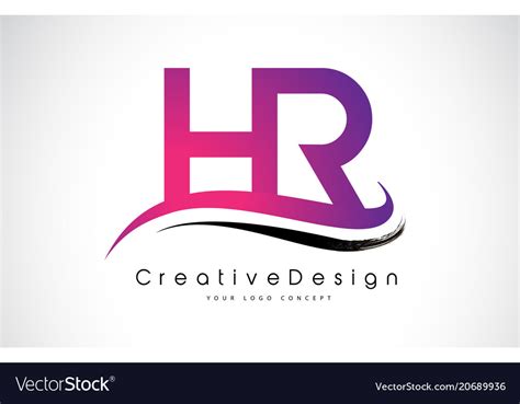 Hr h r letter logo design creative icon modern Vector Image